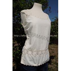 Handmade Mexican Blouse with crochet trim